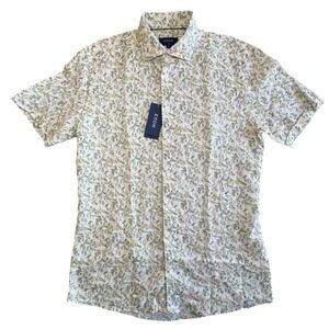 ETON 100% Linen Motif Shirt Mens XXL 18 Slim Fit Tropical Bananas Resort NWT